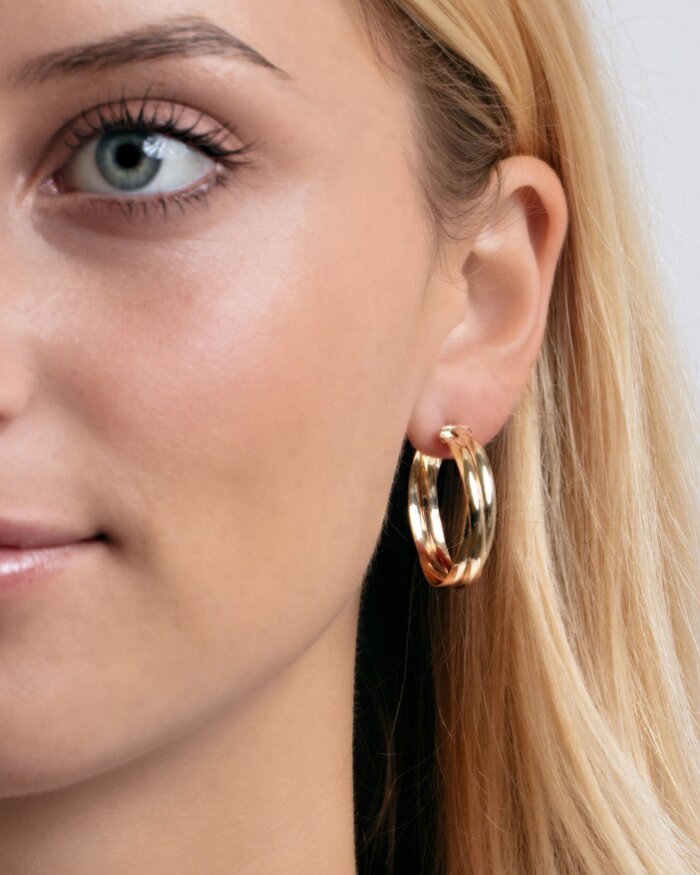 14K Interlocking Large Trinity Hoops, view 2