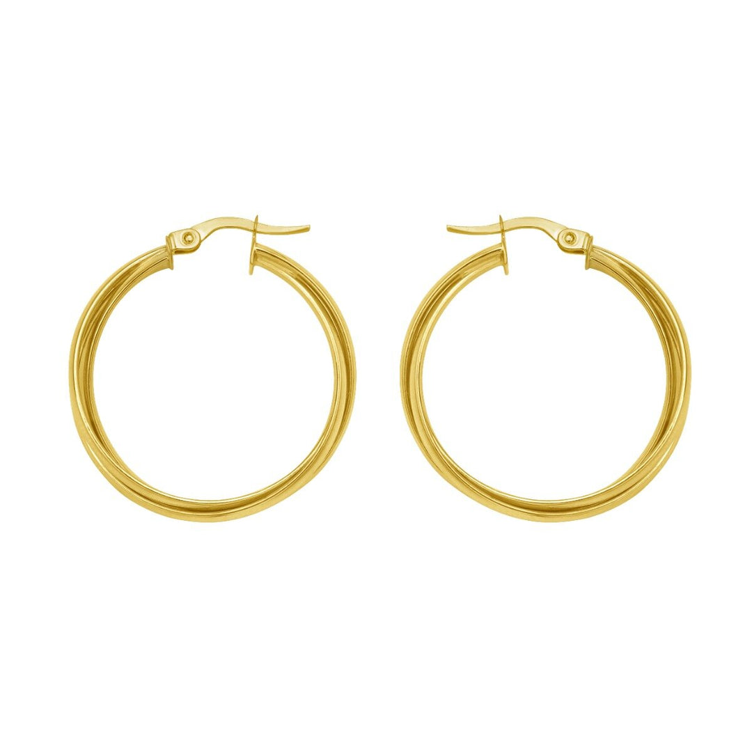 14K Interlocking Large Trinity Hoops, view 3