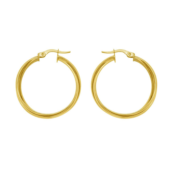 14K Interlocking Large Trinity Hoops, view 3
