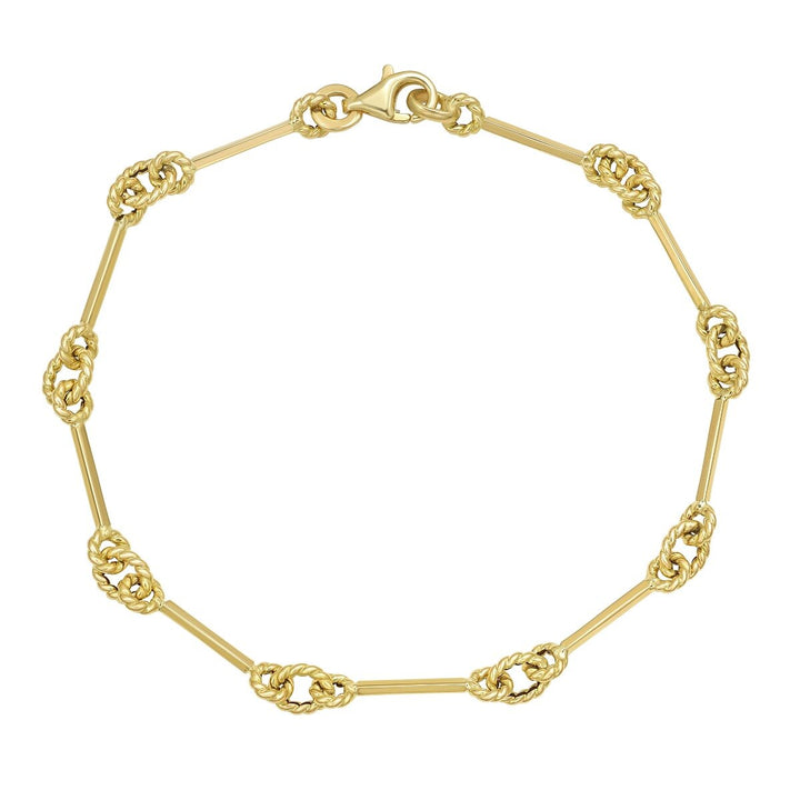 14K Italian Cable Bar &amp; Link Bracelet, front view