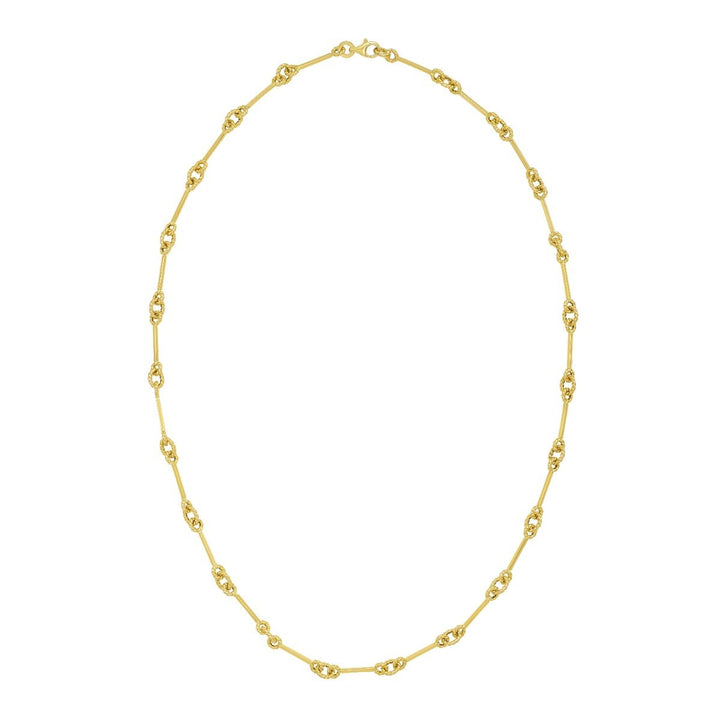 14K Italian Cable Bar &amp; Link Necklace, front view