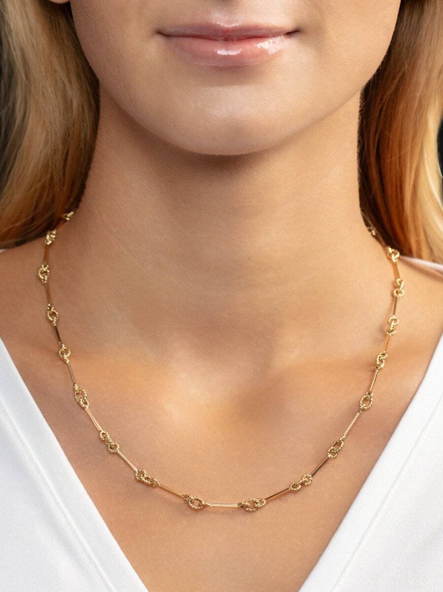 14K Italian Cable Bar & Link Necklace, view 2