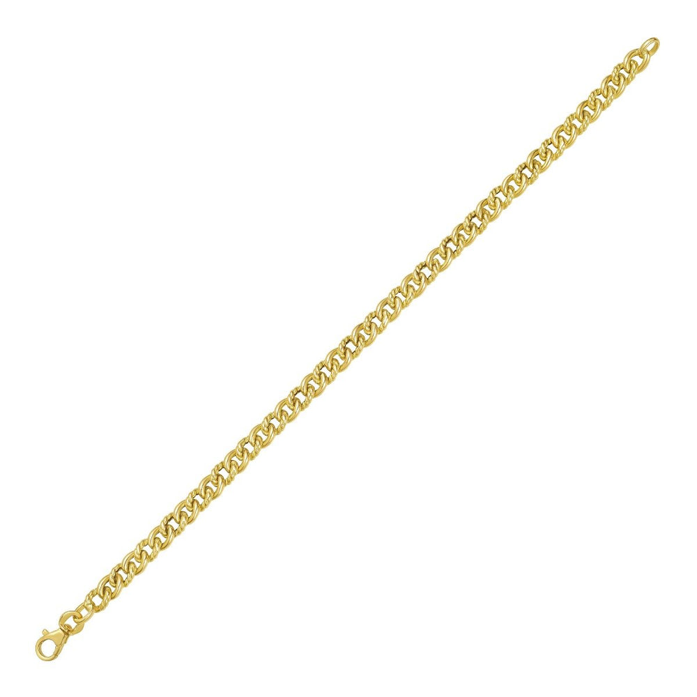 14K Italian Cable & Shiny Curb Link Bracelet, view 2