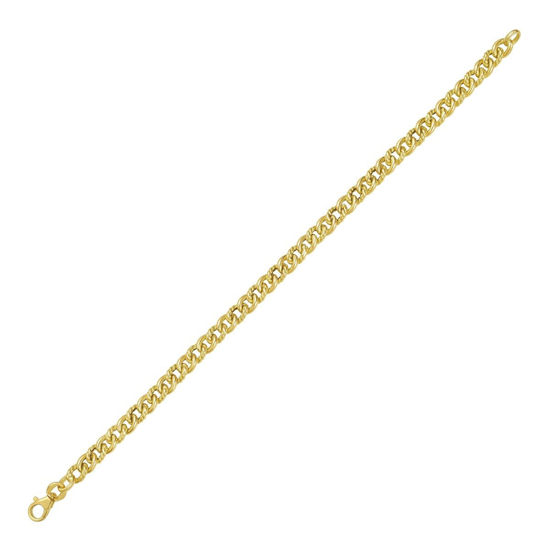 14K Italian Cable &amp; Shiny Curb Link Bracelet, view 2
