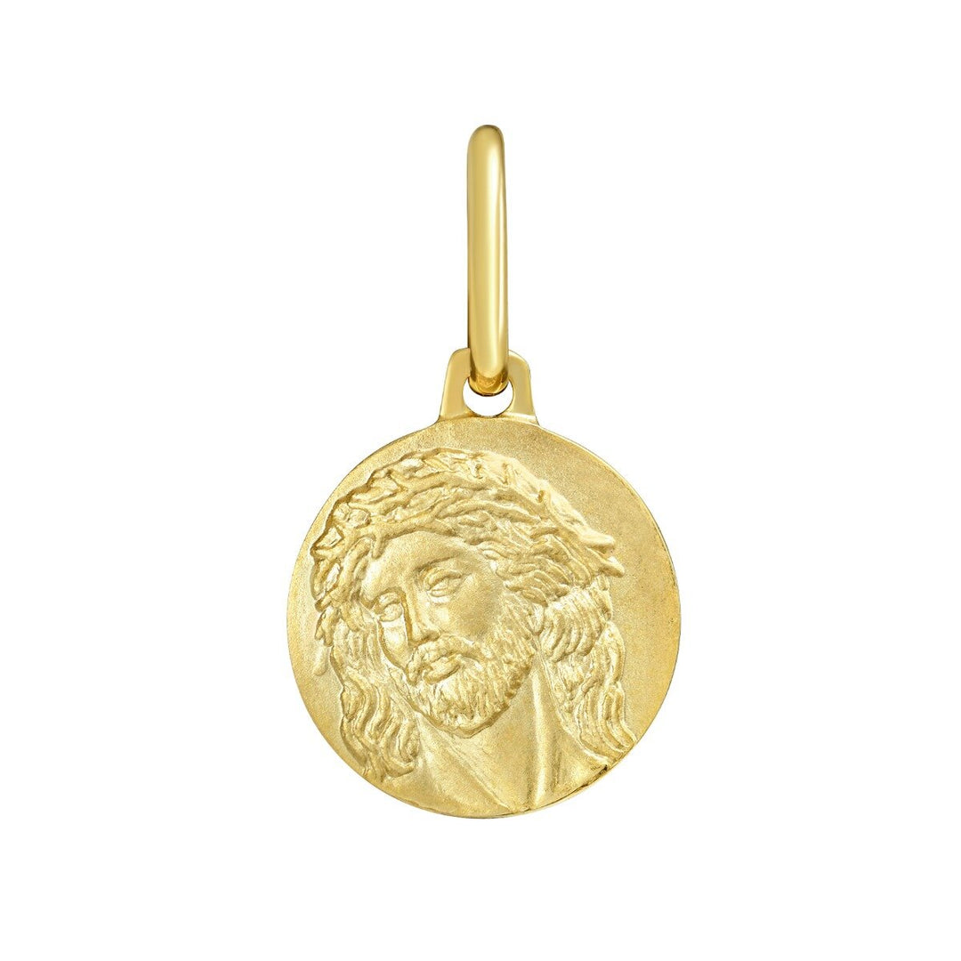 14K Jesus Medallion Charm, front view