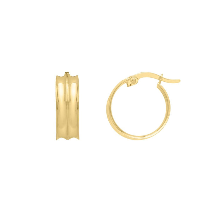 14K Large Concave Hoops, front view