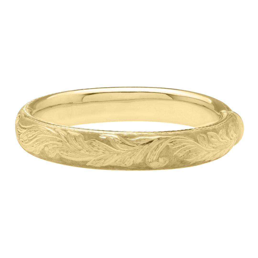14K Large Engraved Bangle, front view
