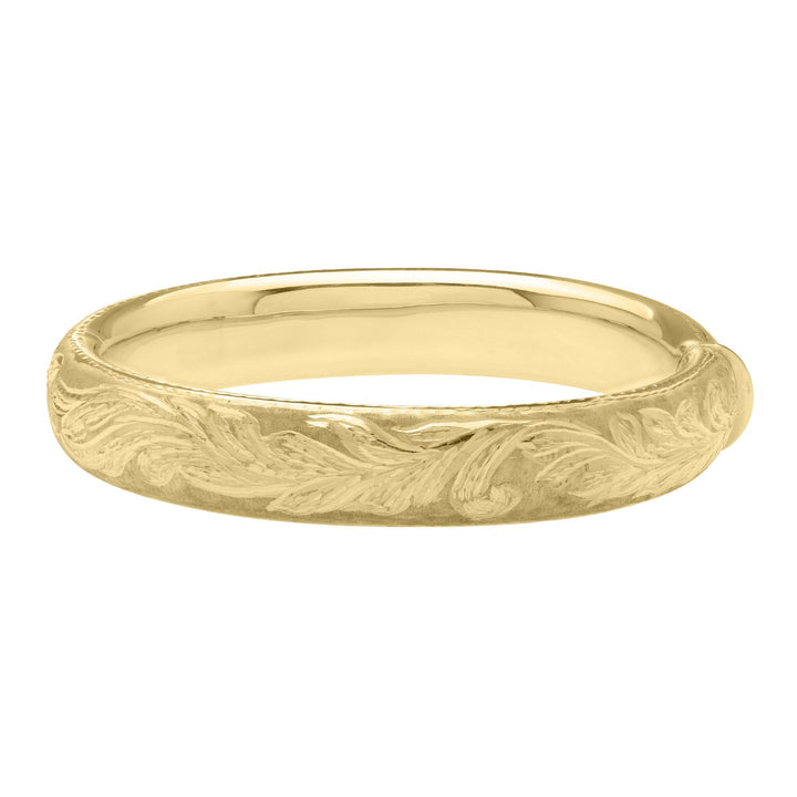14K Large Engraved Bangle, front view