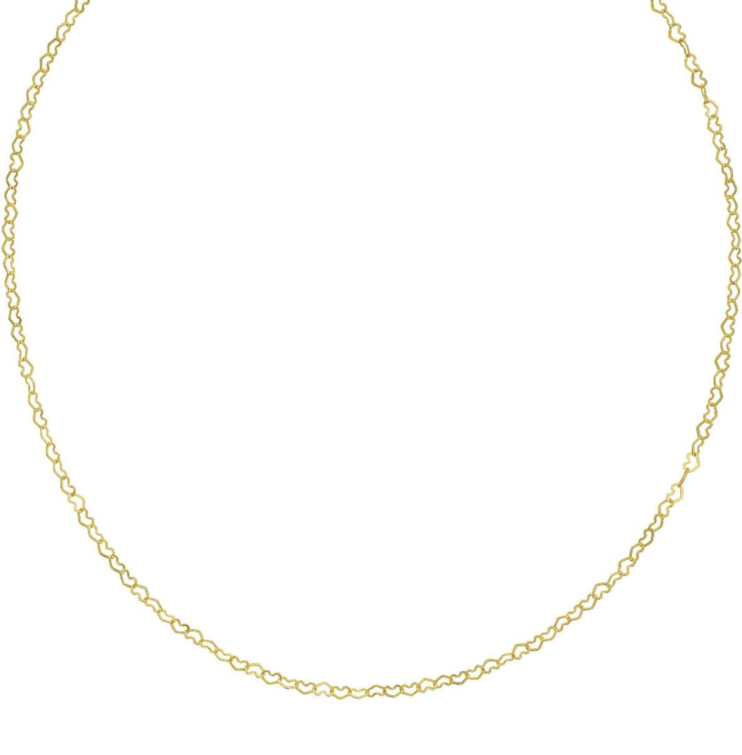 14K Large Heart Chain Necklace, front view