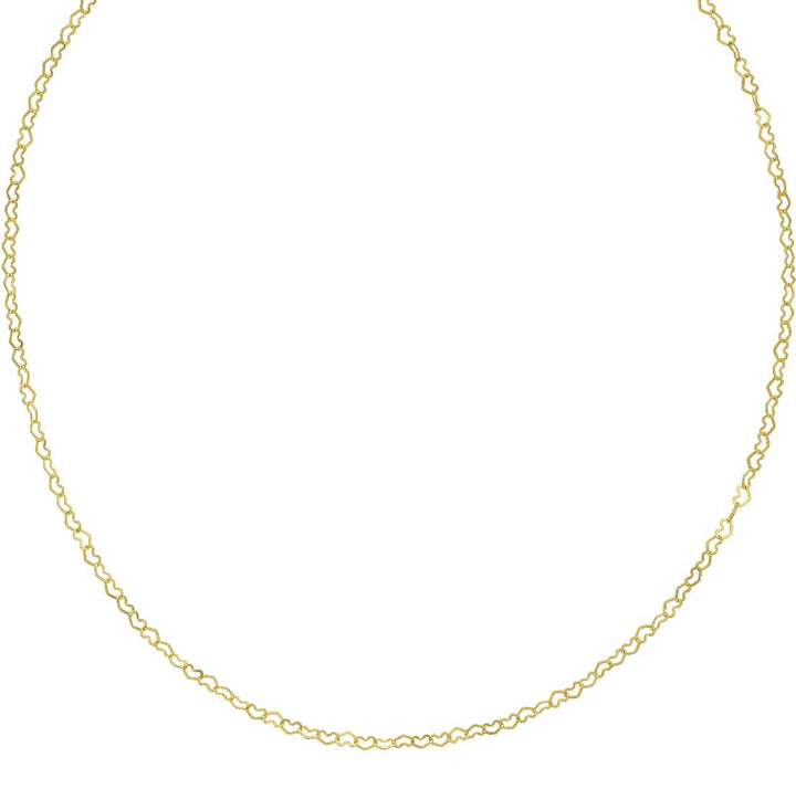 14K Large Heart Chain Necklace, front view