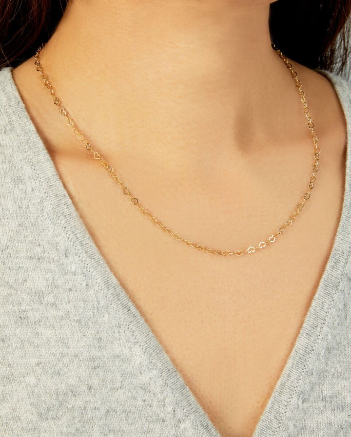 14K Large Heart Chain Necklace, view 2