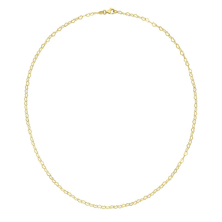 14K Large Heart Chain Necklace, view 3