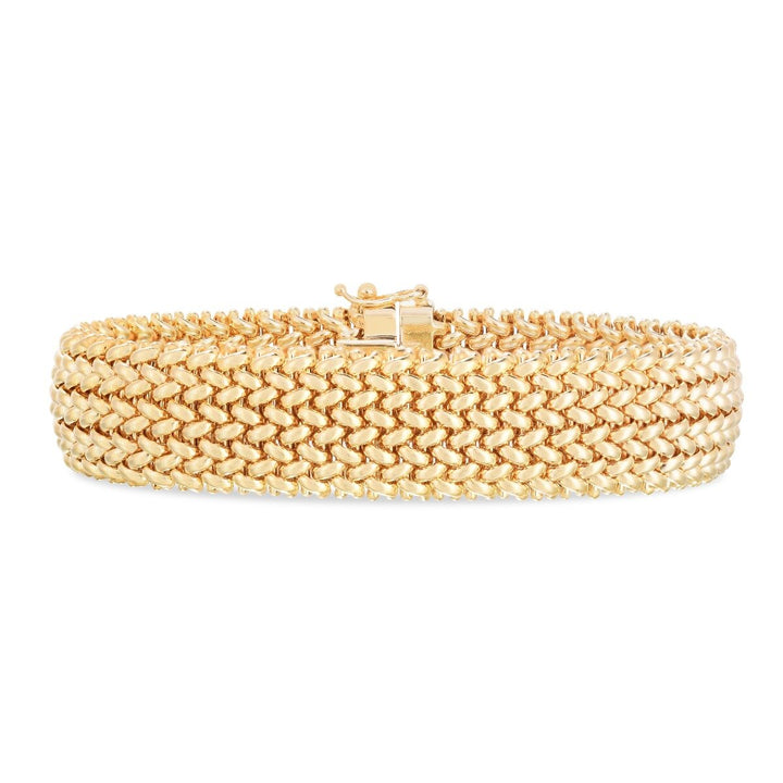 14K Large Mesh Rice Bracelet, front view