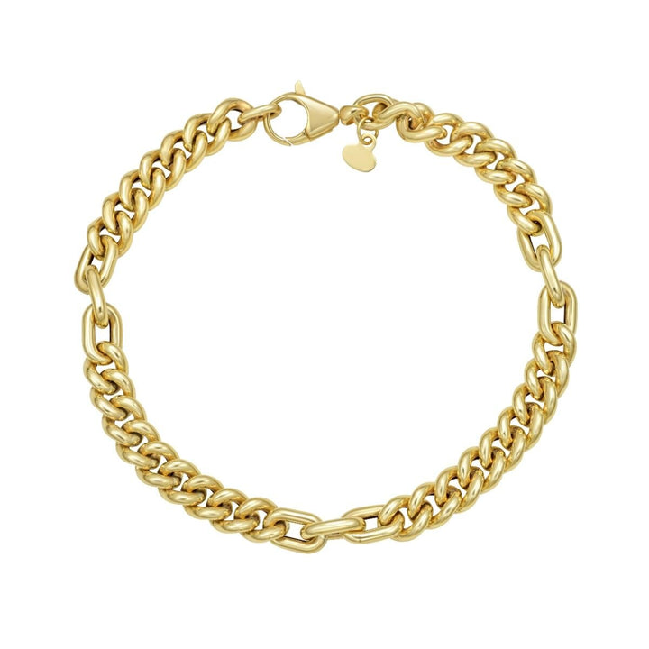 14K Large Paperclip &amp; Curb Link Bracelet, front view