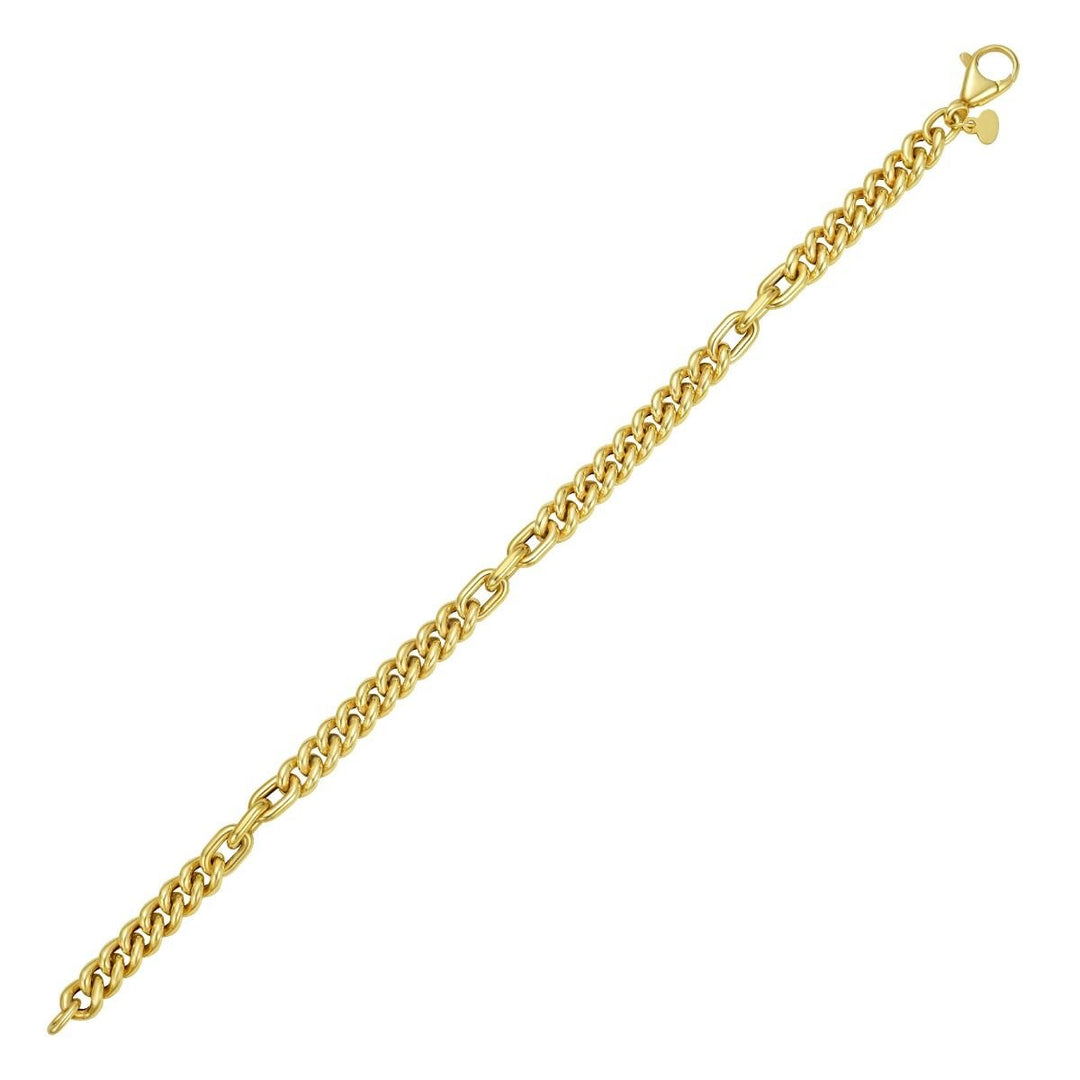 14K Large Paperclip &amp; Curb Link Bracelet, view 2