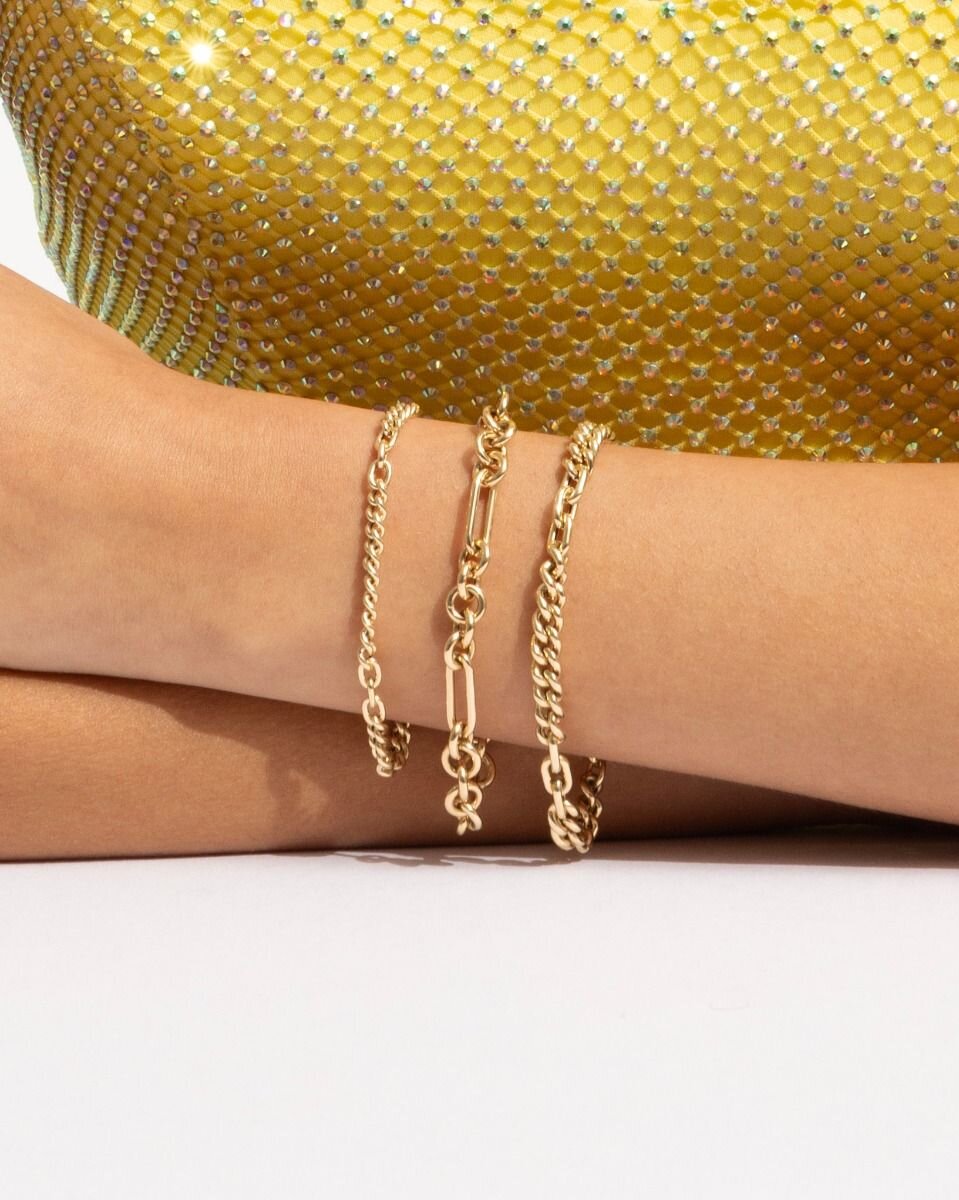 14K Large Paperclip &amp; Curb Link Bracelet, view 3