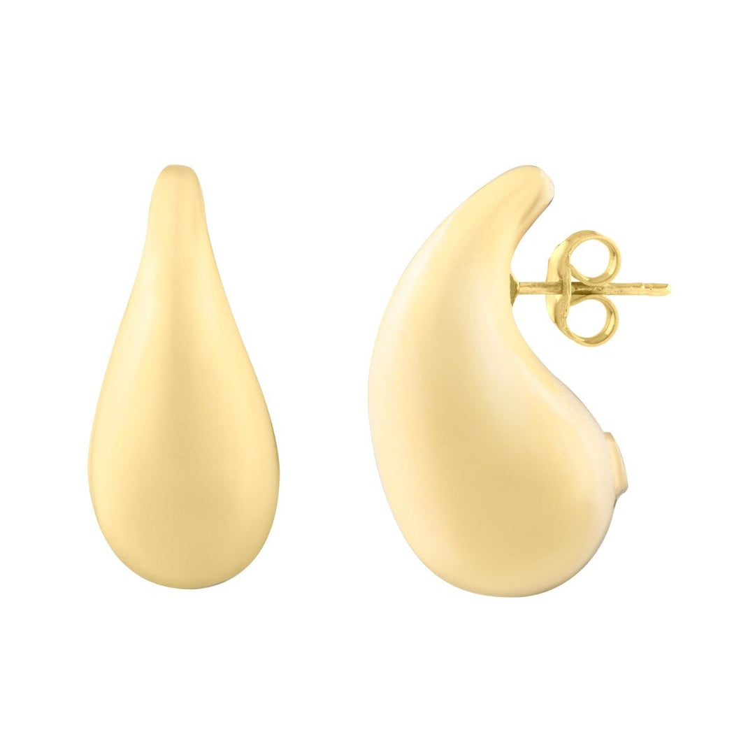 14K Large Raindrop Studs, front view