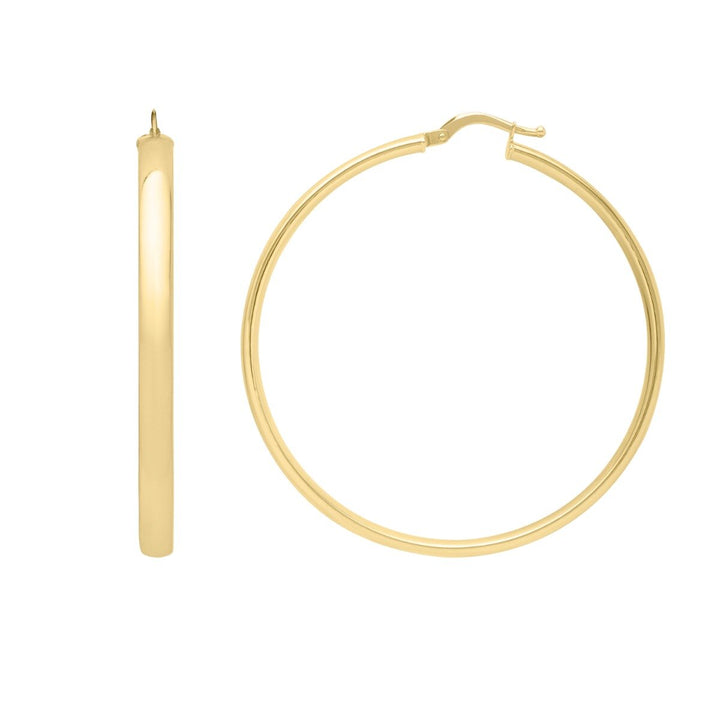 14K Large Wedding Band Hoops, front view