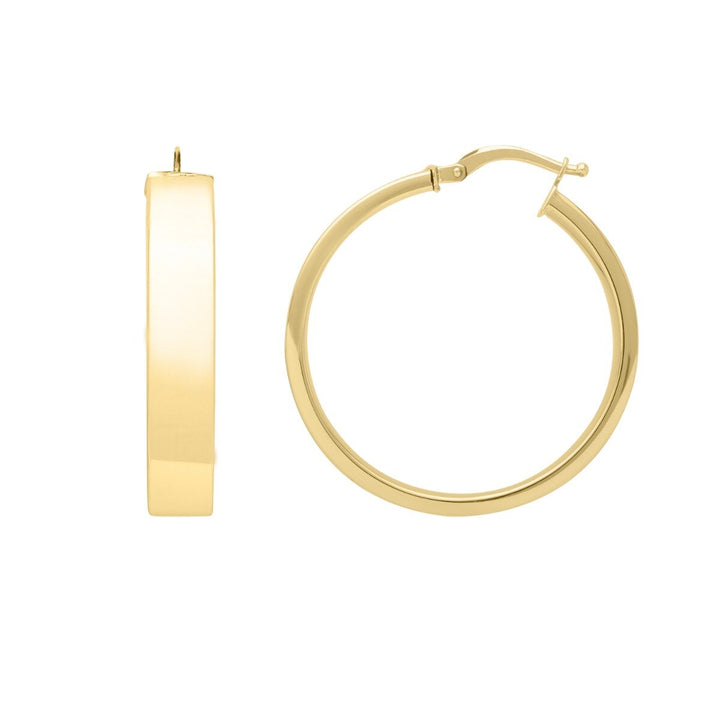 14K Large Wedding Band Hoops, front view