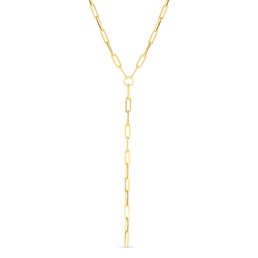 14K Lariat Paperclip Y-Necklace, front view