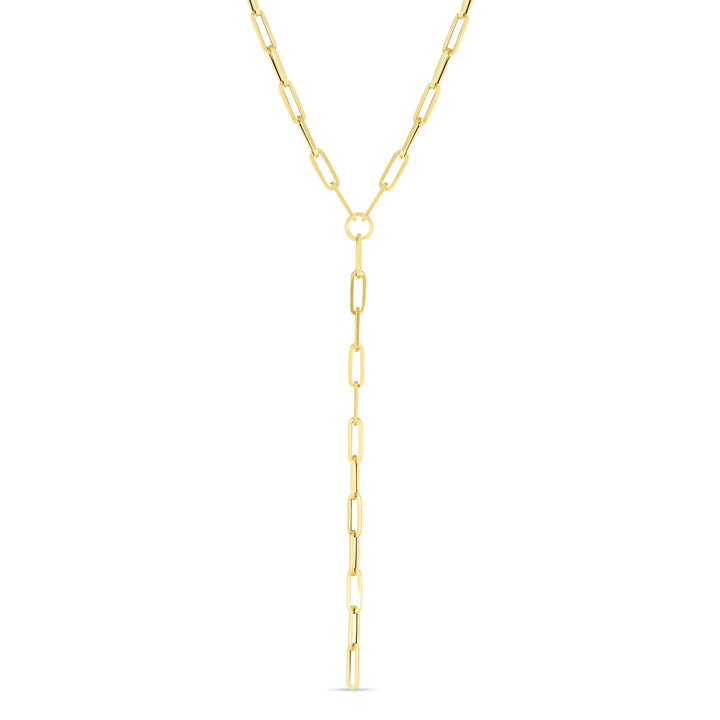 14K Lariat Paperclip Y-Necklace, front view