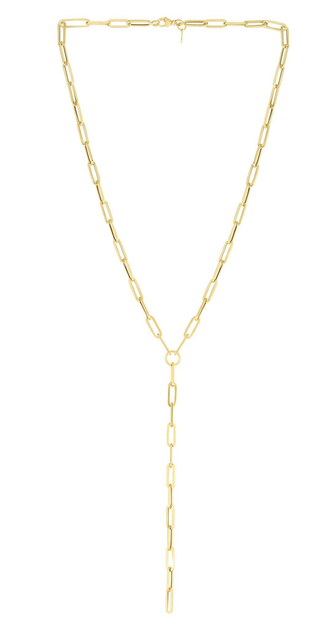 14K Lariat Paperclip Y-Necklace, view 3
