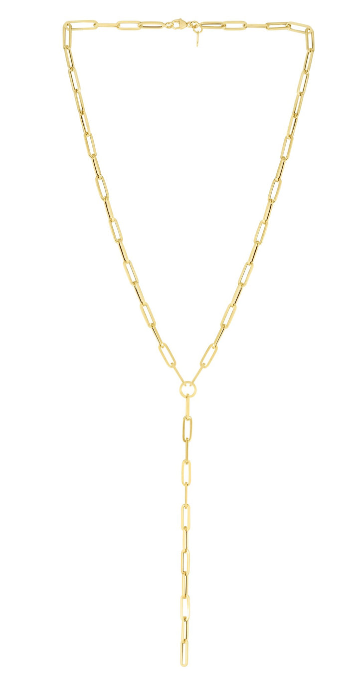 14K Lariat Paperclip Y-Necklace, view 3