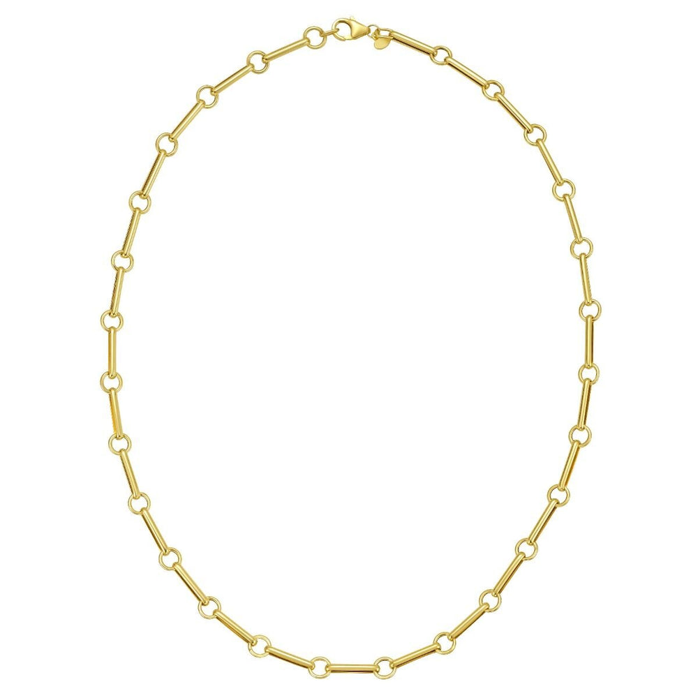 14K Long Bar Link Necklace, view 2