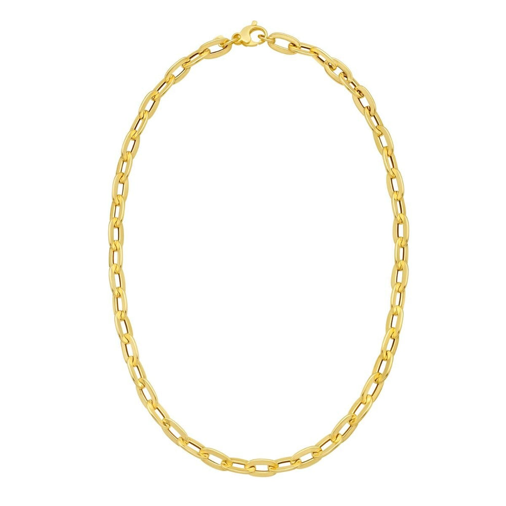 14K Long Mirror Rolo Link Chain, view 2