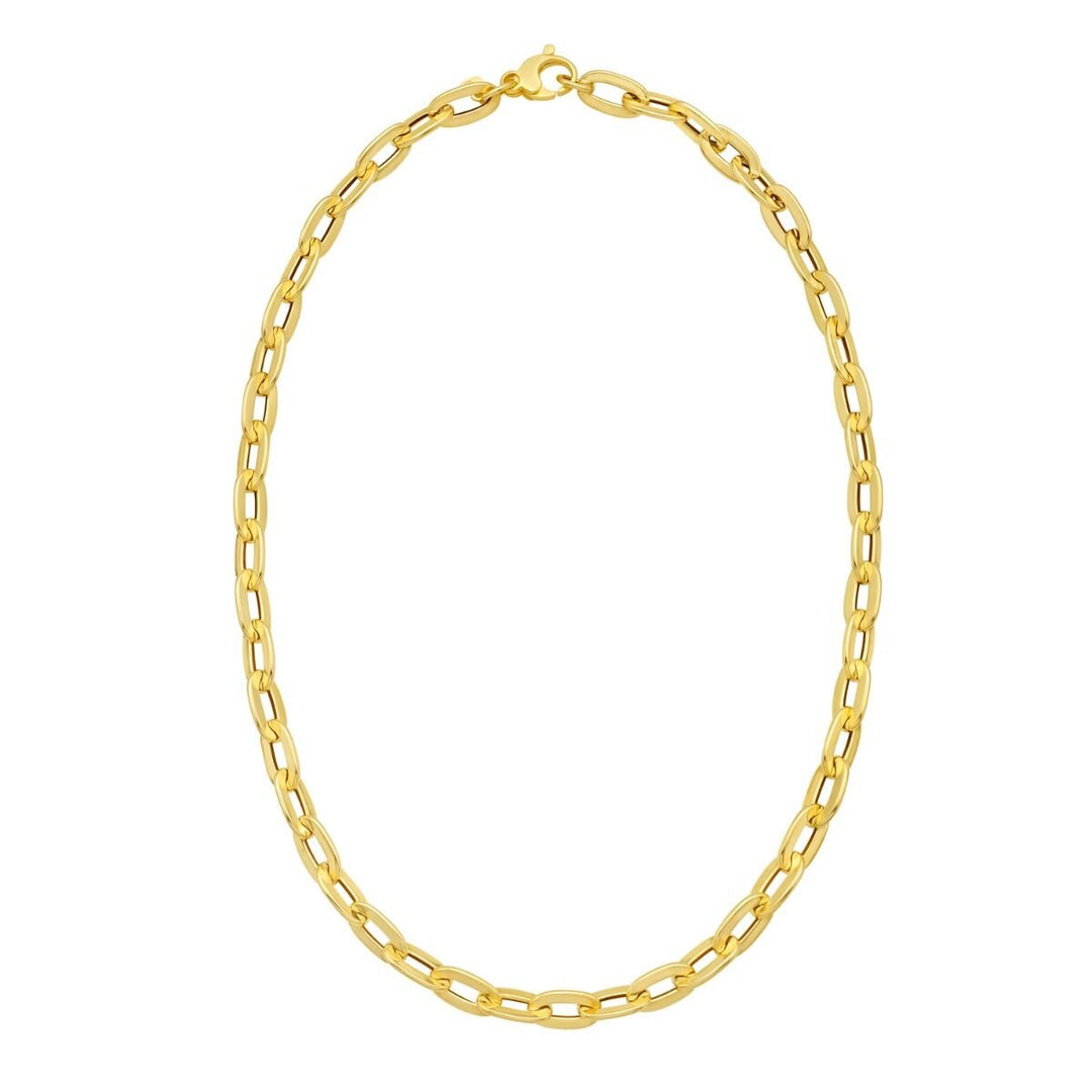 14K Long Mirror Rolo Link Chain, view 2