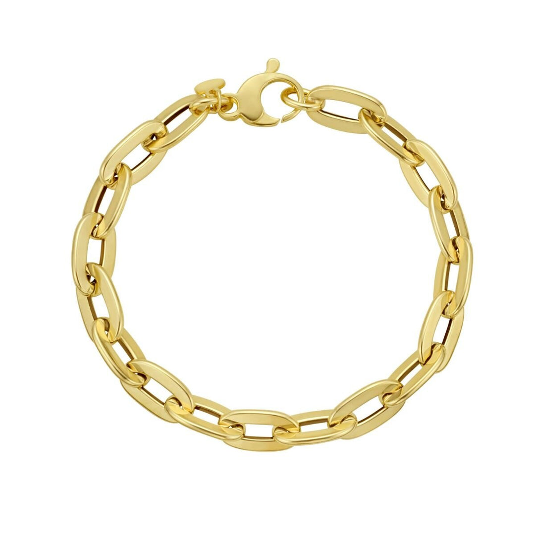 14K Long Mirror Rolo Link Chain, view 3