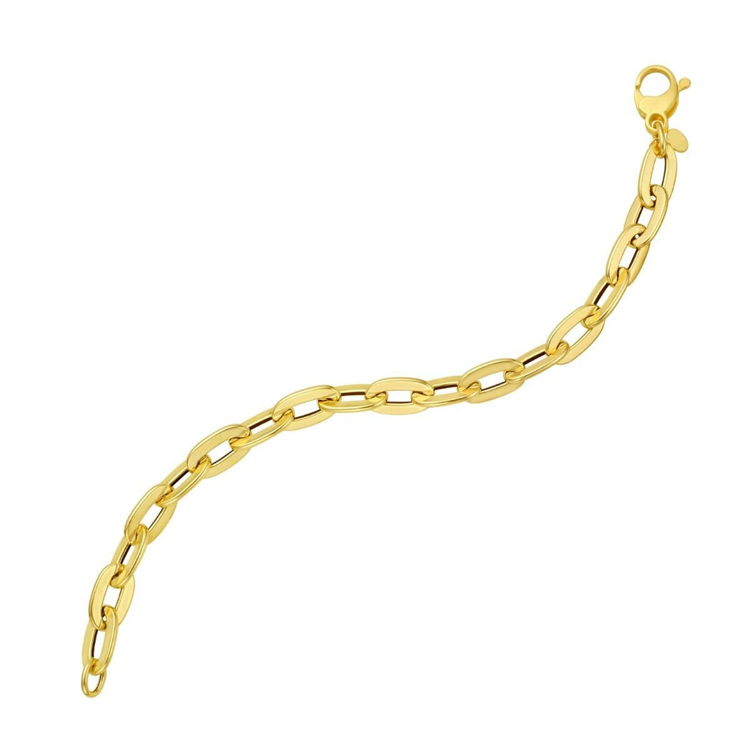14K Long Mirror Rolo Link Chain, view 4