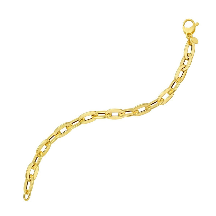 14K Long Mirror Rolo Link Chain, view 4