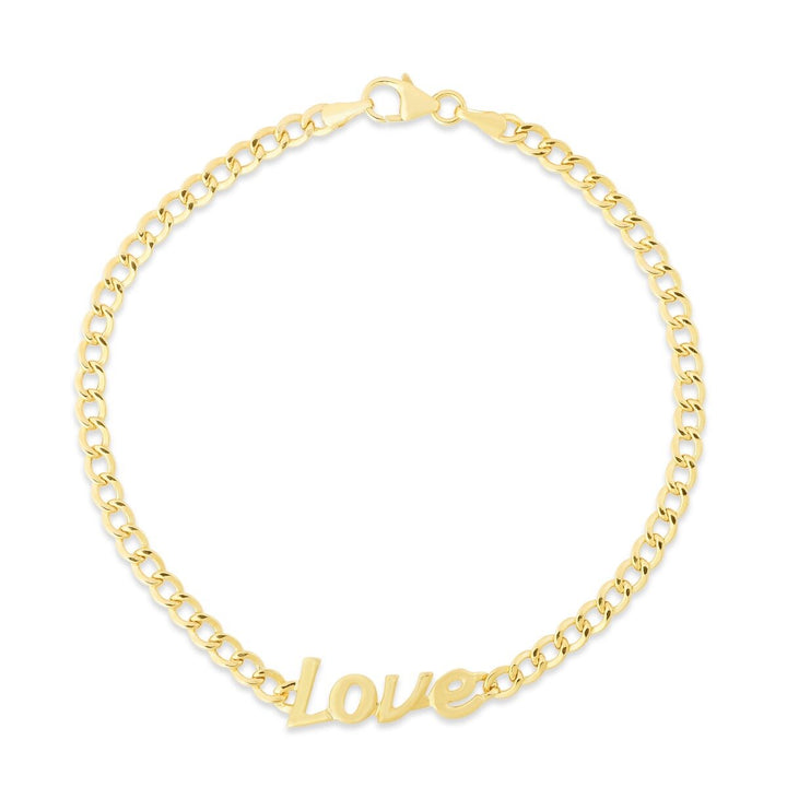 14K Love Curb Bracelet, front view