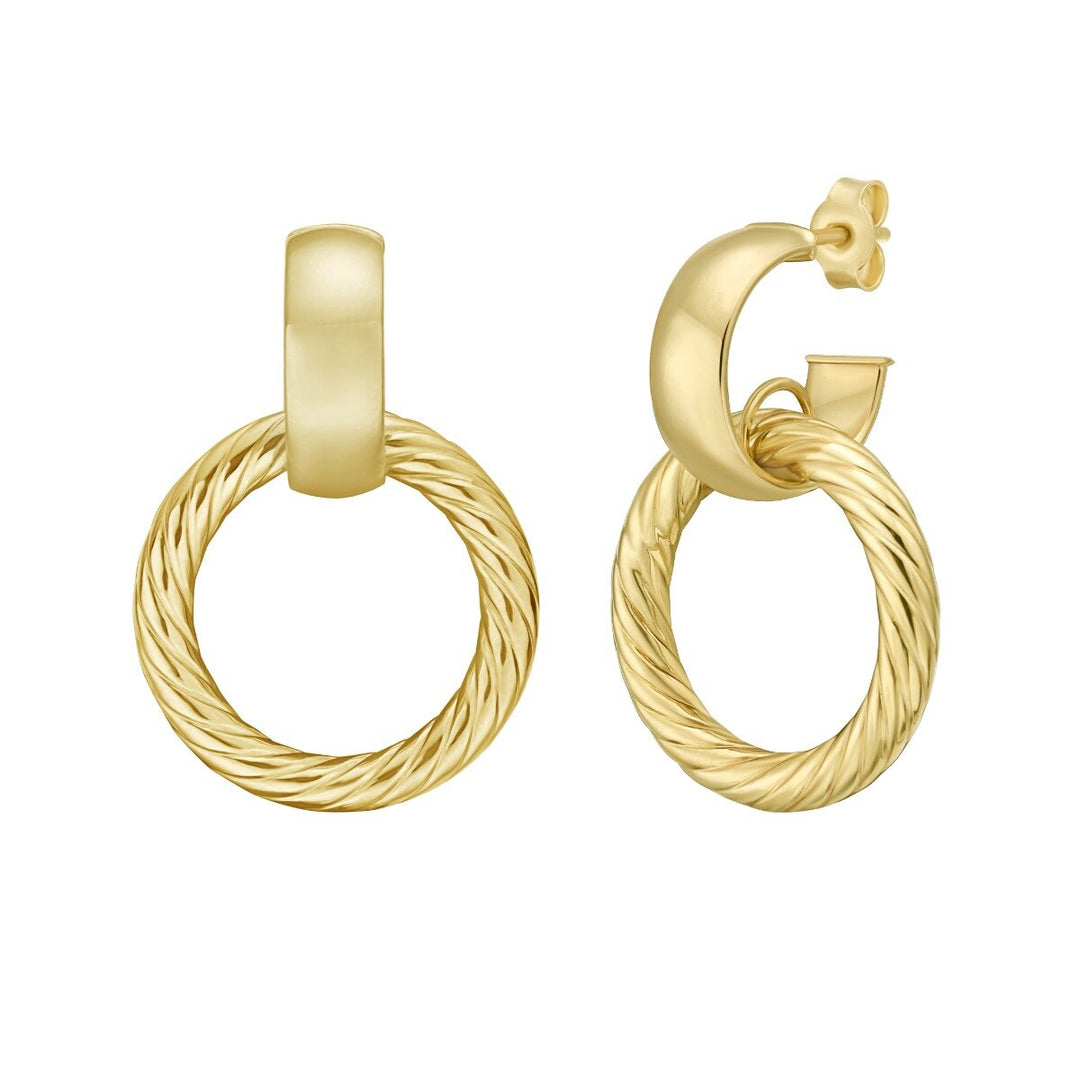 14K Lux Door Knocker Hoops, front view