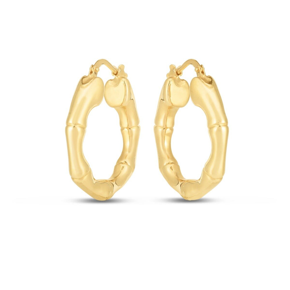 14K Medium 25mm Bamboo Hoops, view 2
