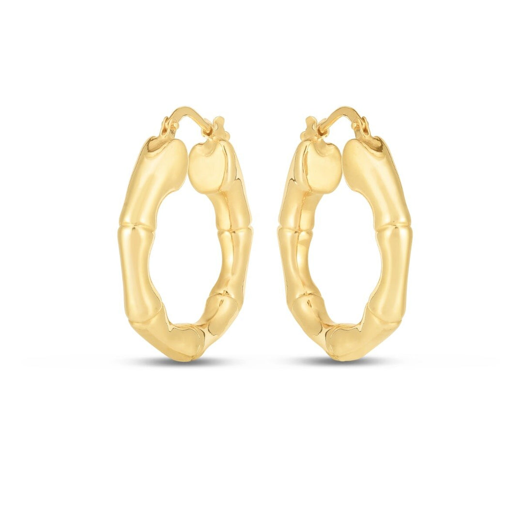 14K Medium 25mm Bamboo Hoops, view 2