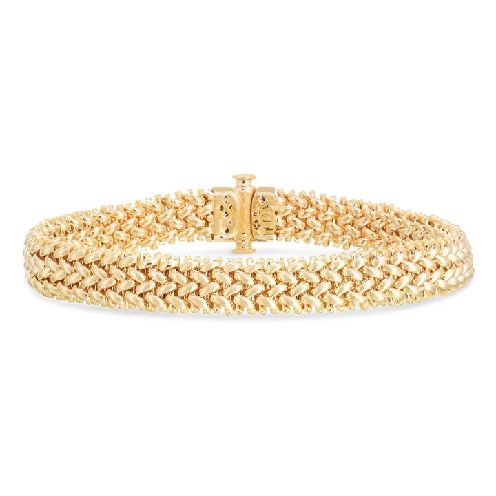 14K Medium Mesh Rice Bracelet, front view