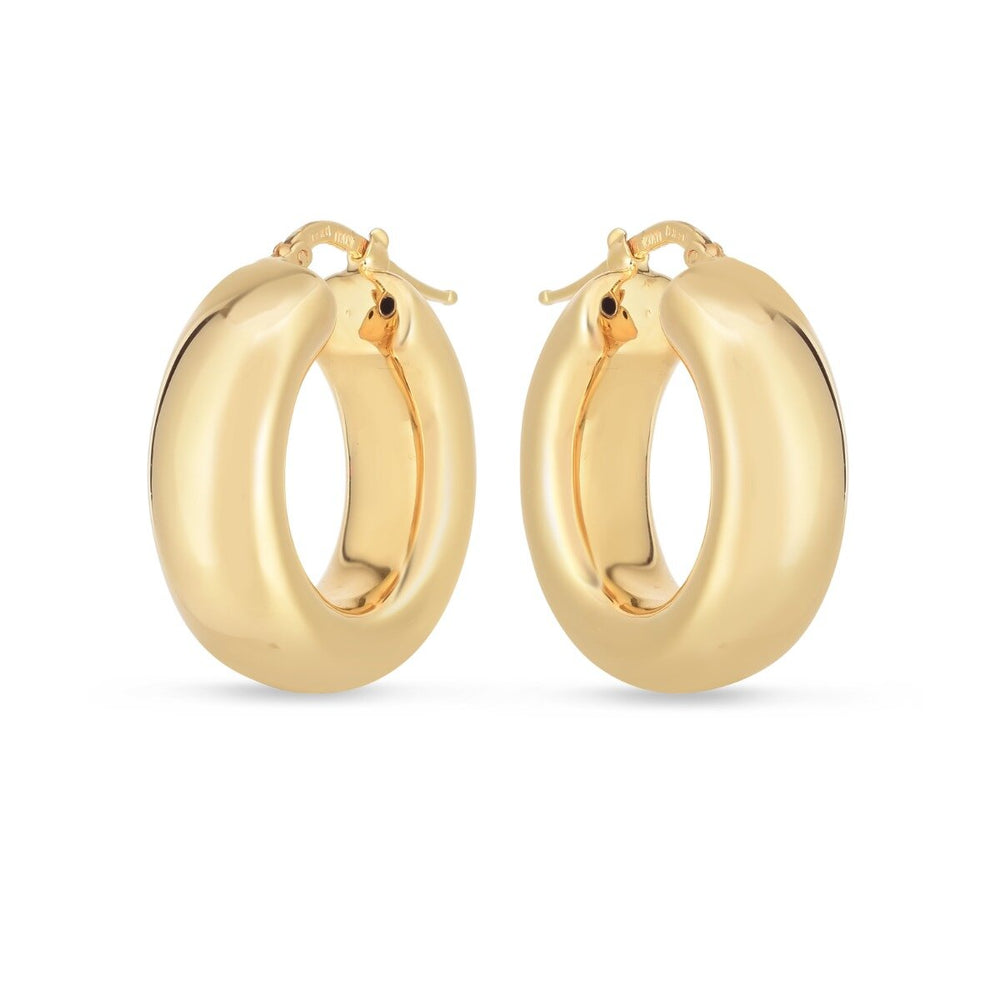 14K Medium Puffy Hoops, view 2