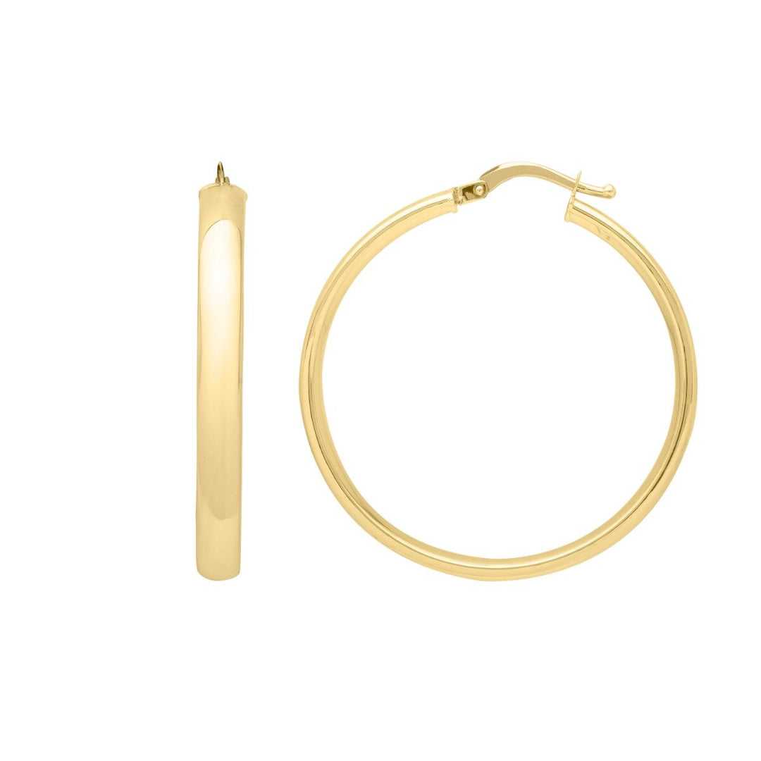 14K Medium Wedding Band Hoops, front view