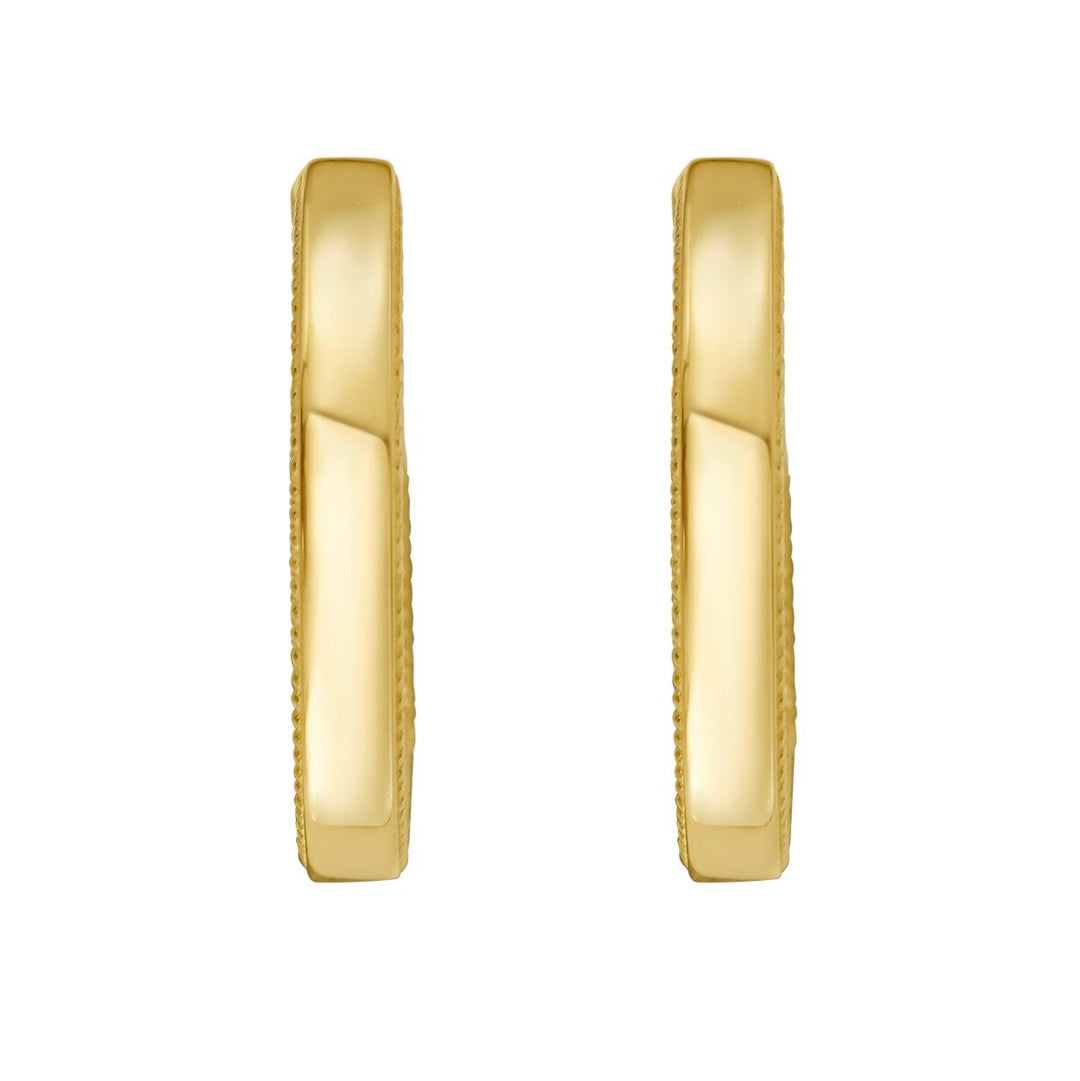 14K Mini Beaded Round Huggie Earrings, view 3