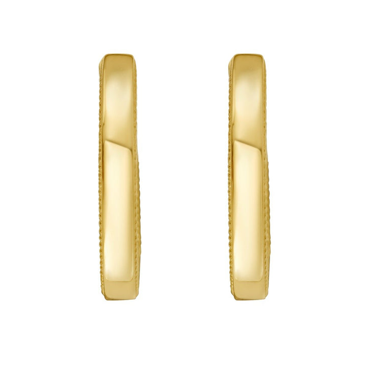 14K Mini Beaded Round Huggie Earrings, view 3