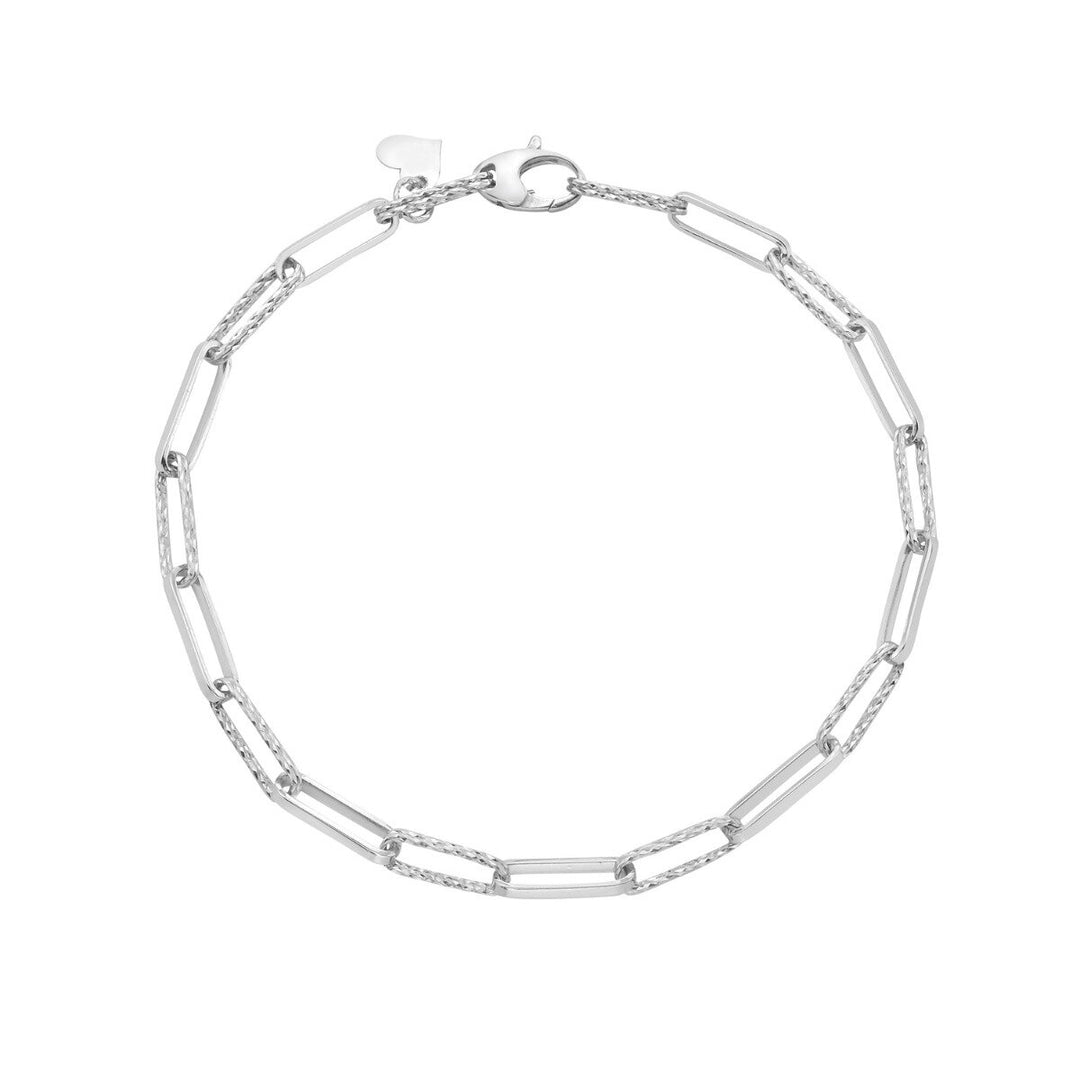 14K Mini Diamante Paperclip Chain, front view