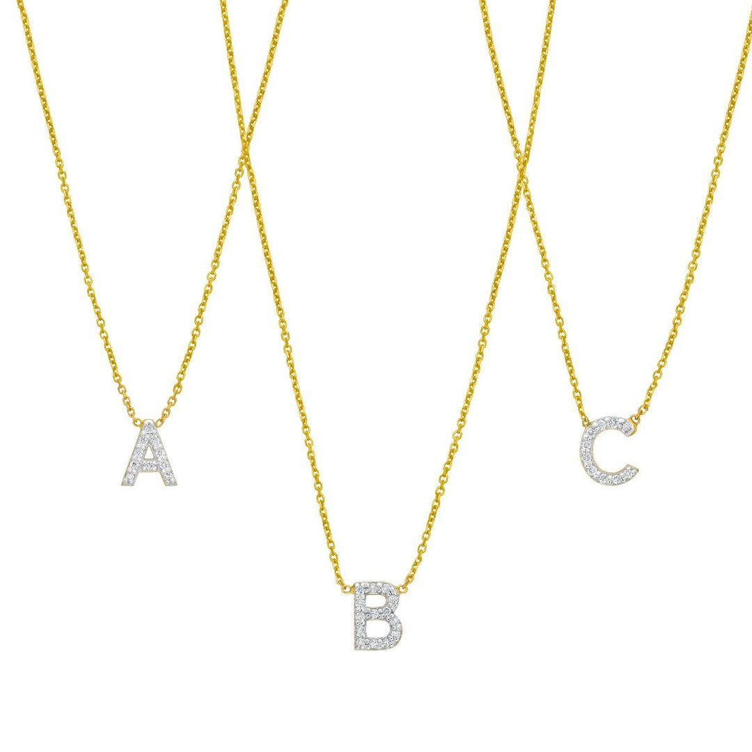 14K Mini Diamond Initial - ALL LETTERS, front view