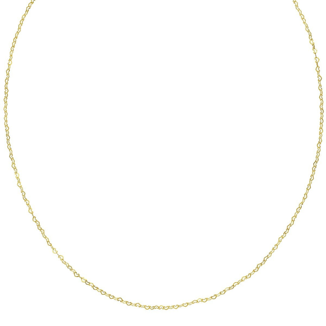 14K Mini Heart Chain Necklace, front view