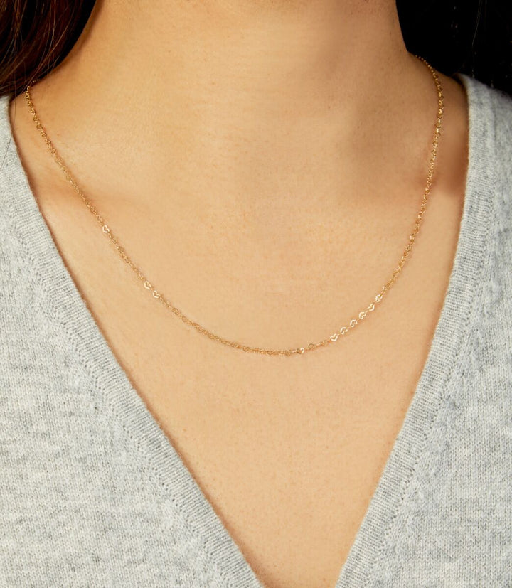 14K Mini Heart Chain Necklace, view 2