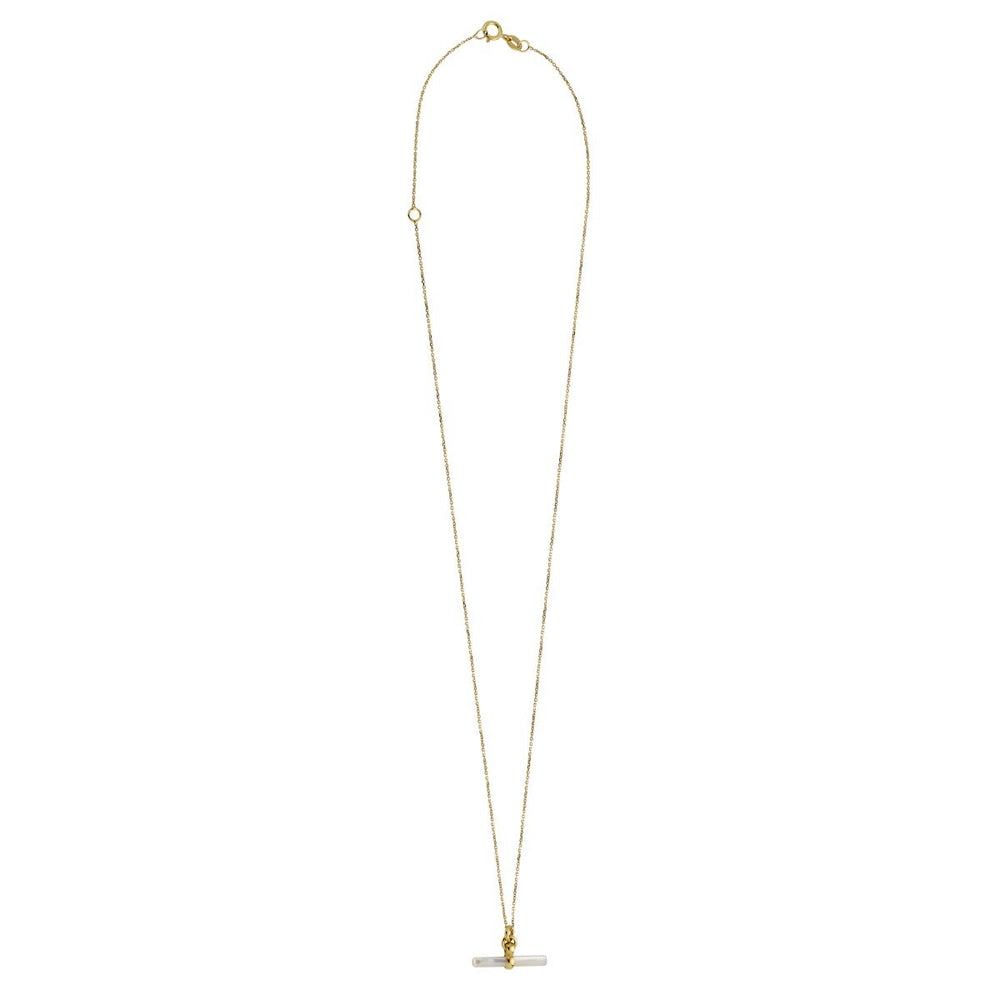 14K Mother of Pearl T-Bar Necklace, view 2