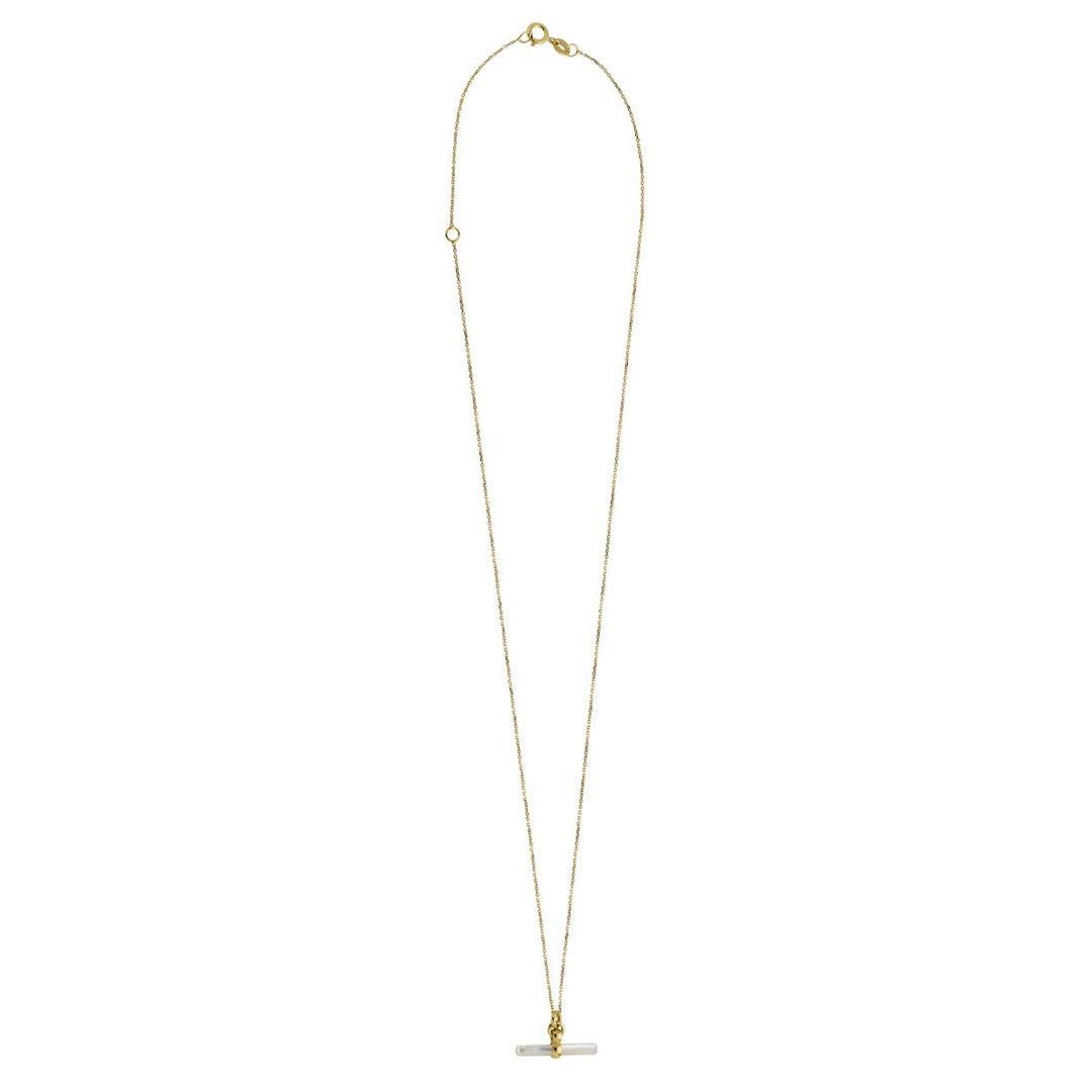 14K Mother of Pearl T-Bar Necklace, view 2