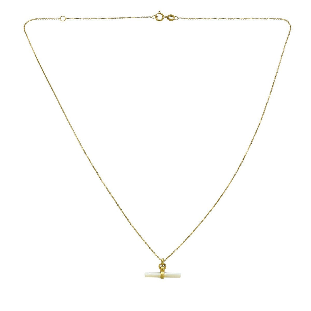 14K Mother of Pearl T-Bar Necklace, view 3