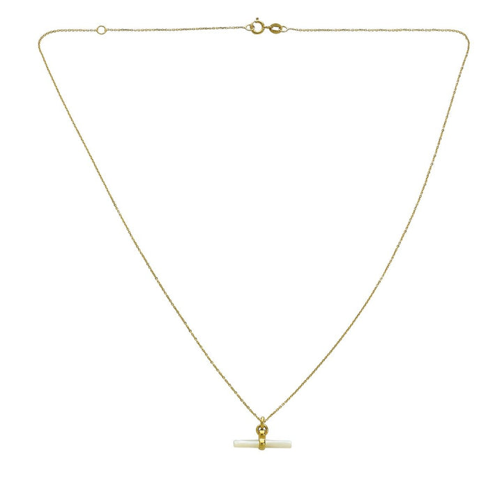 14K Mother of Pearl T-Bar Necklace, view 3